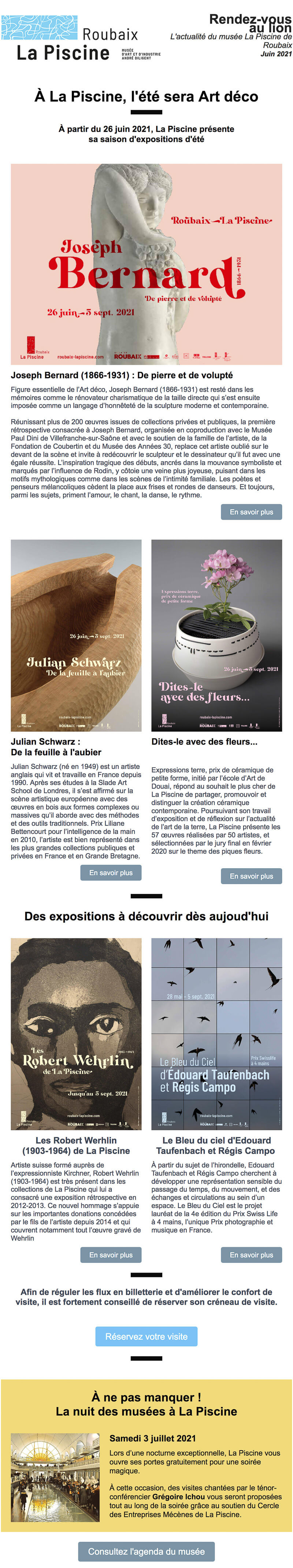 Newsletter La Piscine de Roubaix