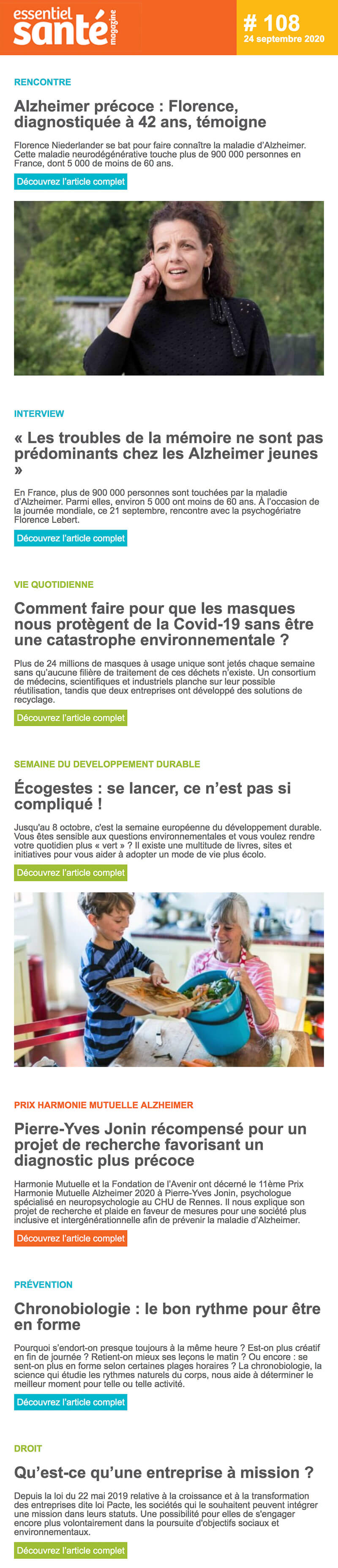 Newsletter Essentiel Santé Magazine