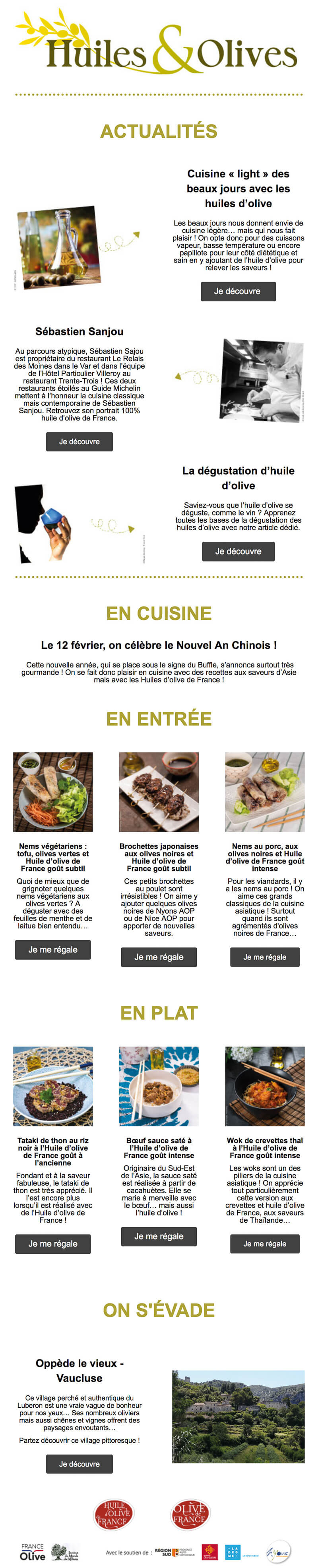 Newsletter Huiles & Olives