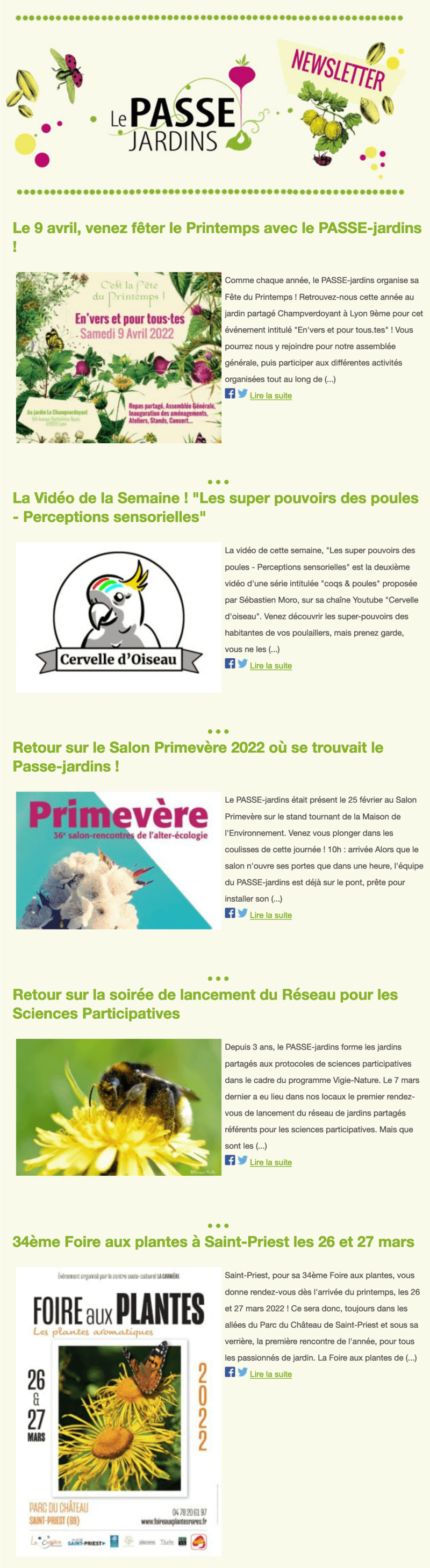 Newsletter Le passe-jardins