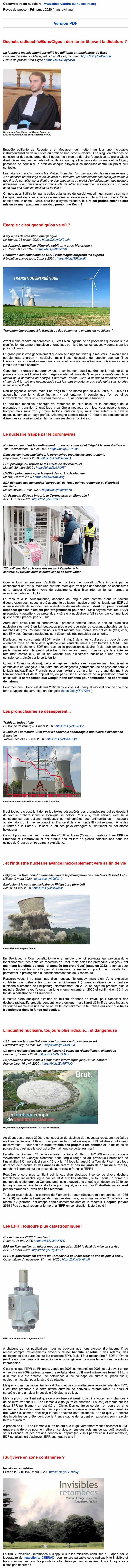 Newsletter Observatoire du nucléaire