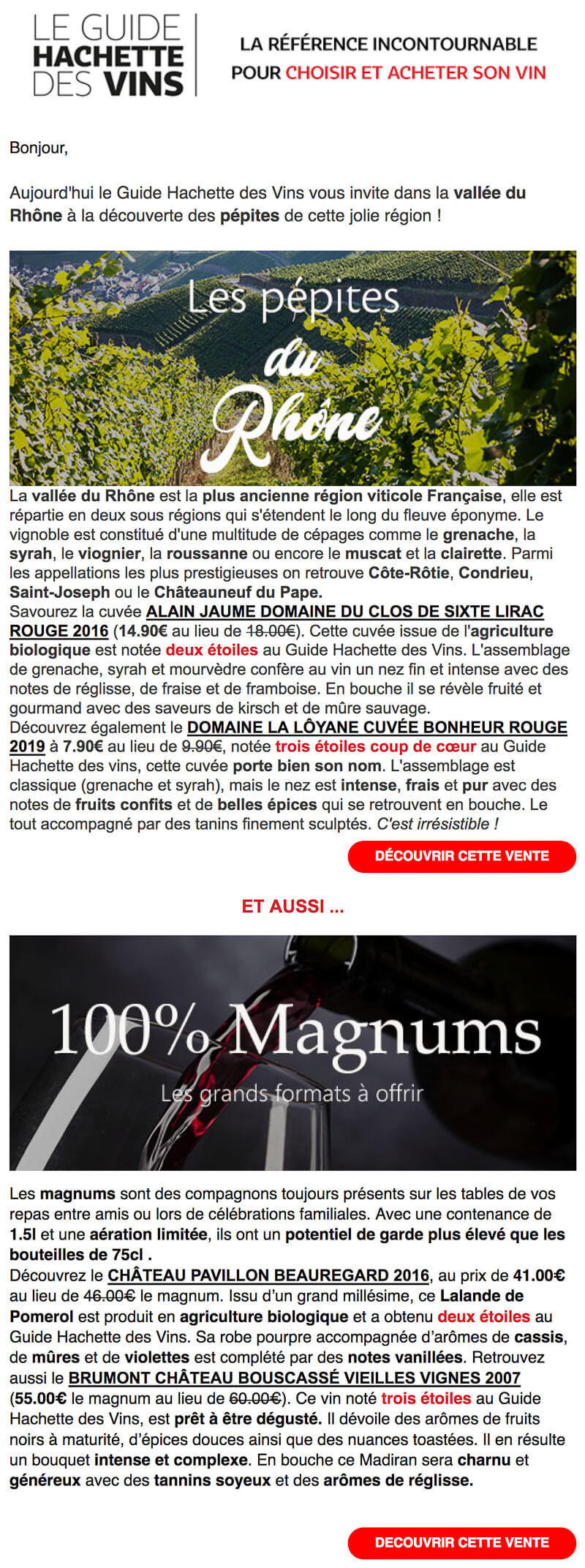 Newsletter Guide Hachette des Vins