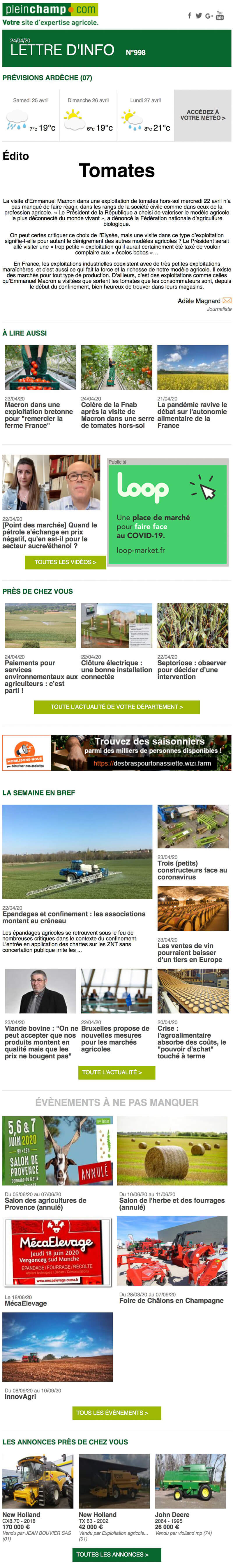Newsletter Pleinchamp