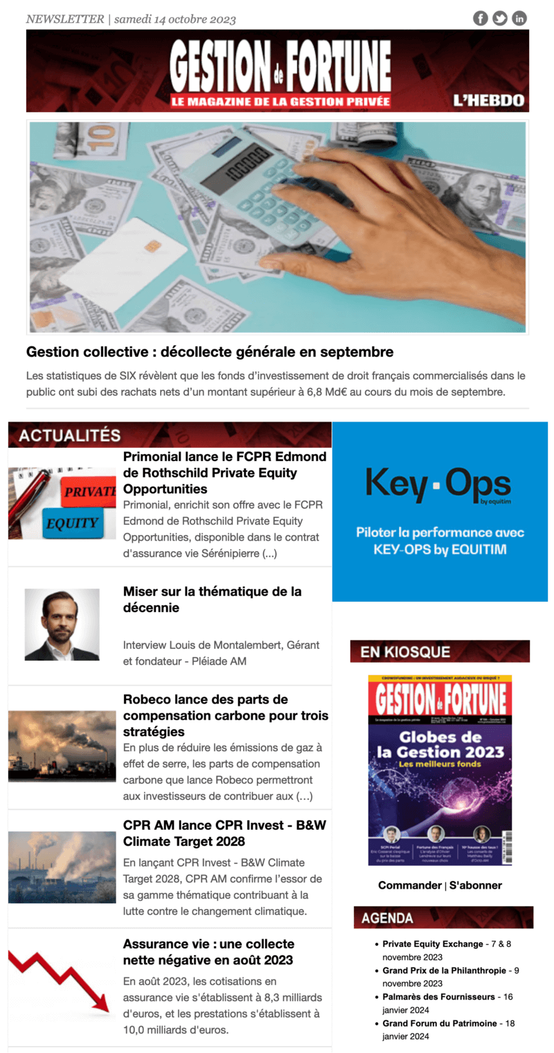 Newsletter Gestion de fortune