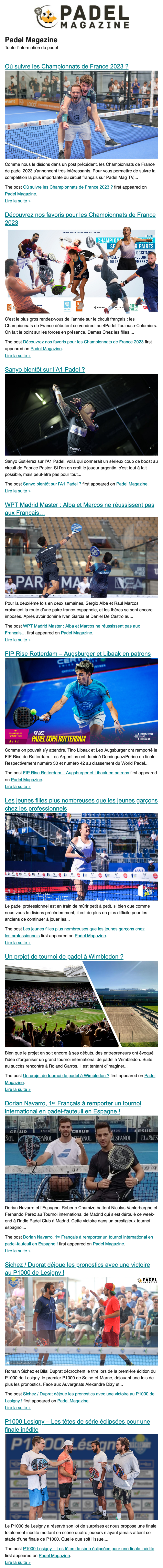 Newsletter Padel magazine