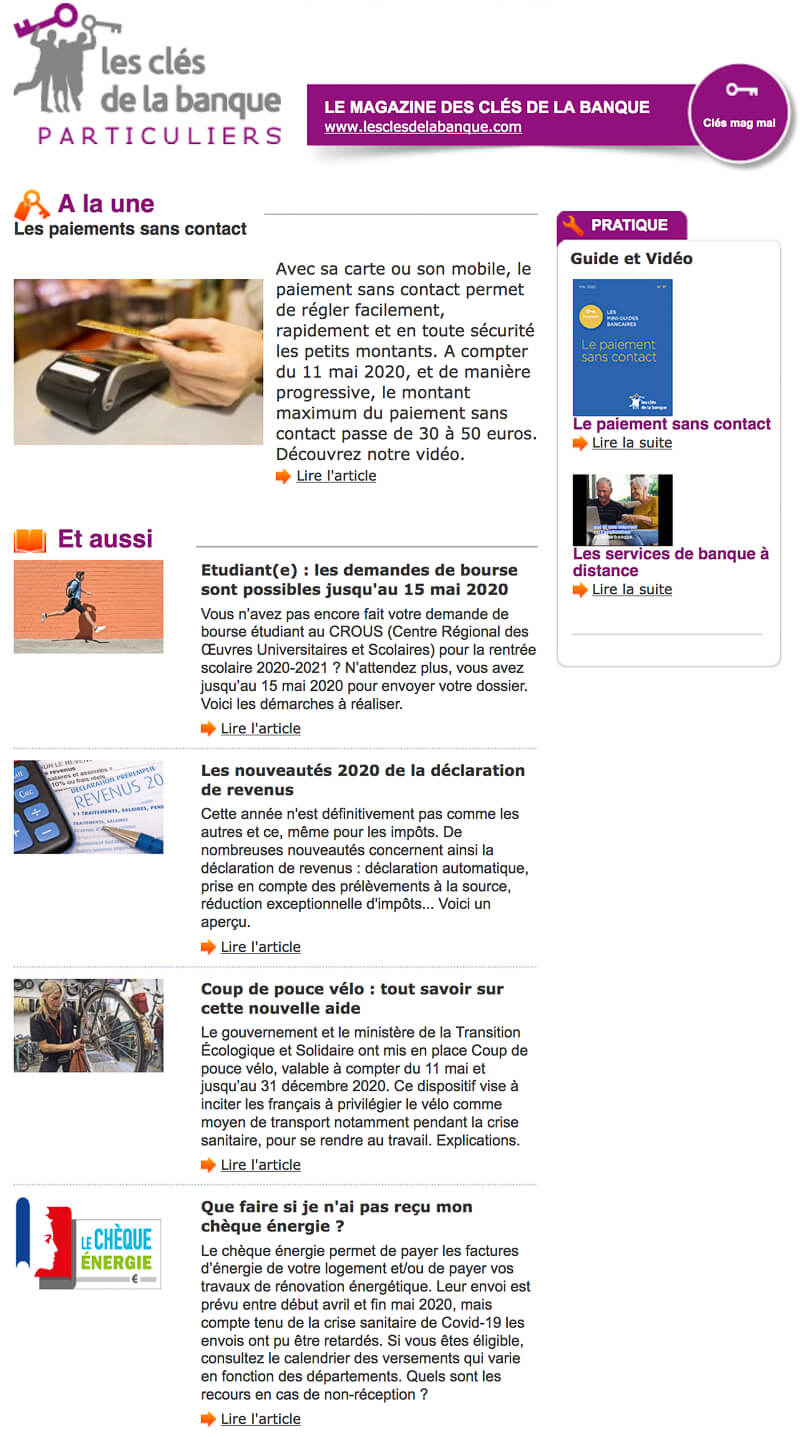 Newsletter Les clés de la banque