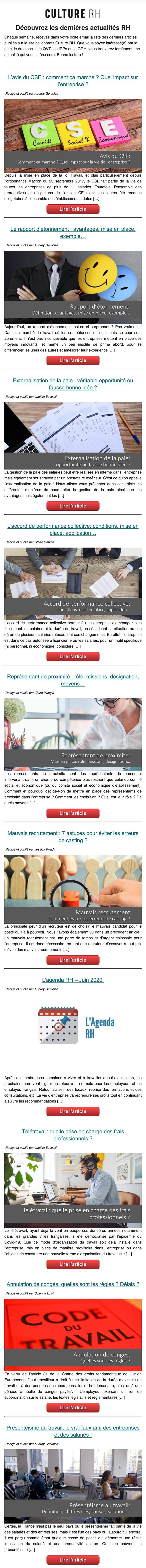 Newsletter Culture RH