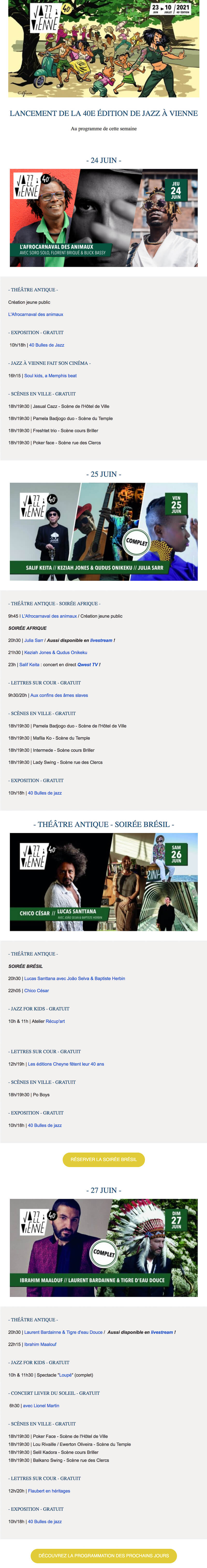Newsletter Jazz à Vienne