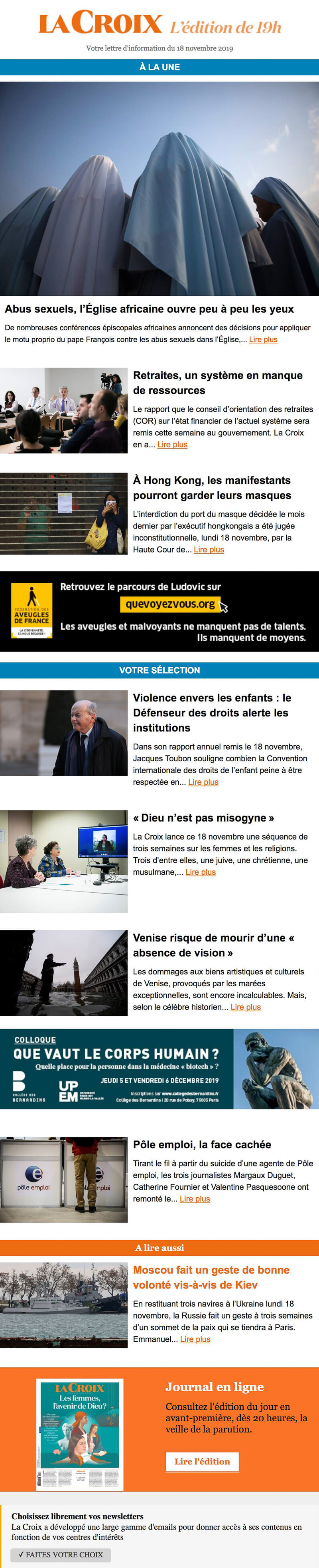 Newsletter La Croix - L'édition de 19h