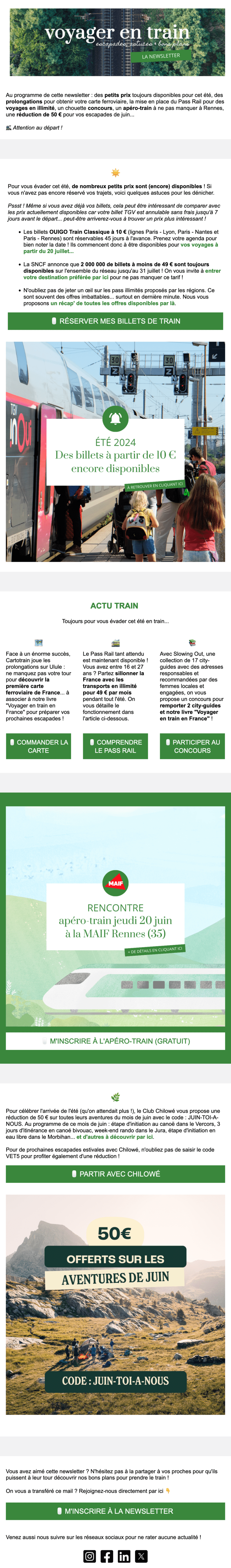 Newsletter Voyager en train