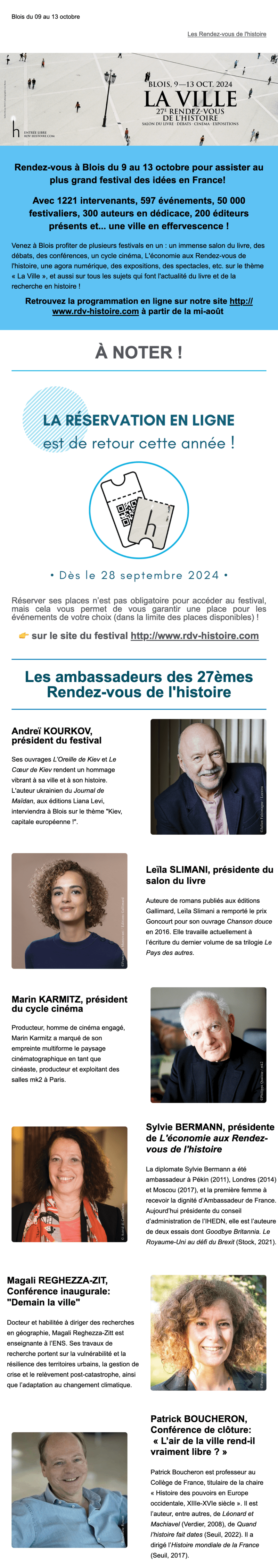 Newsletter Les Rendez-vous de l'histoire