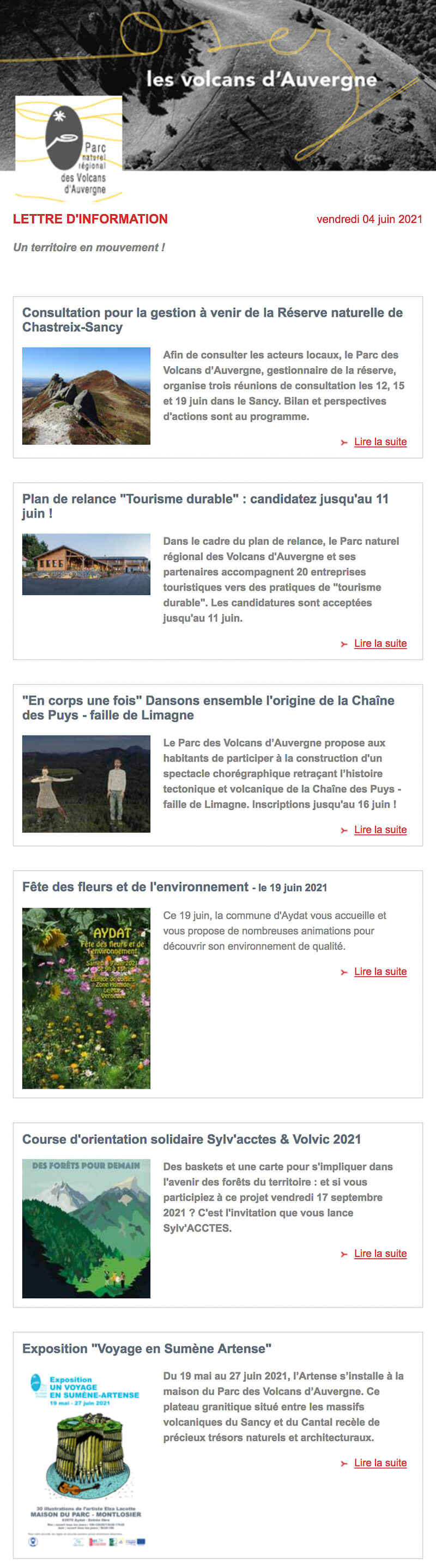Newsletter Parc des Volcans d'Auvergne