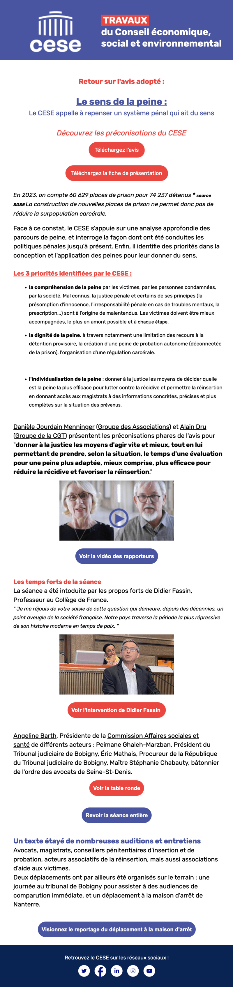 Newsletter Conseil économique social et environnemental