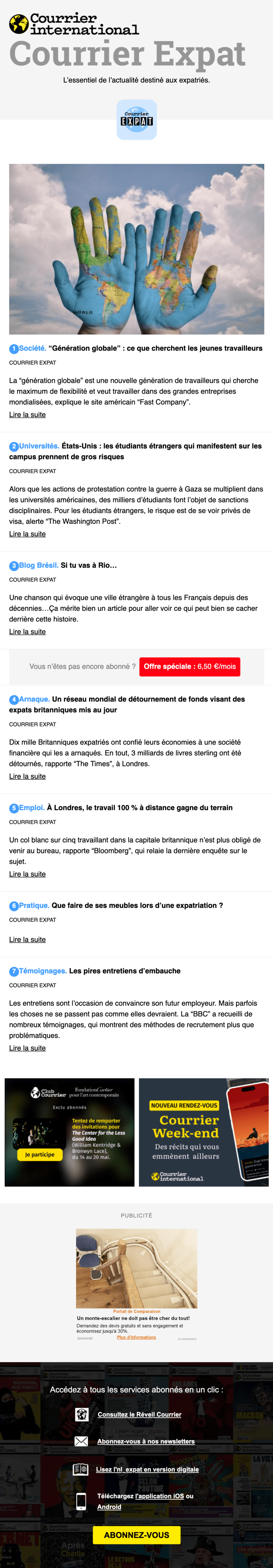 Newsletter Courrier international Expat