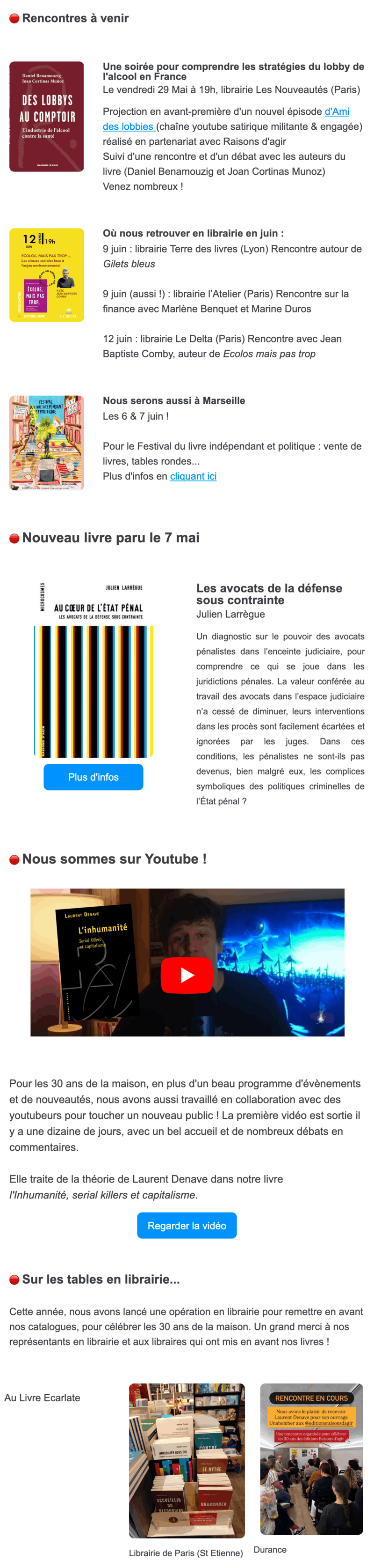 Newsletter Raisons d'agir