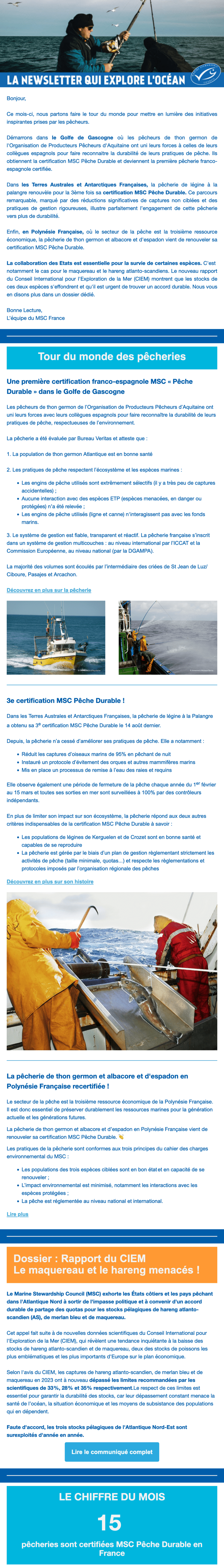 Newsletter MSC France