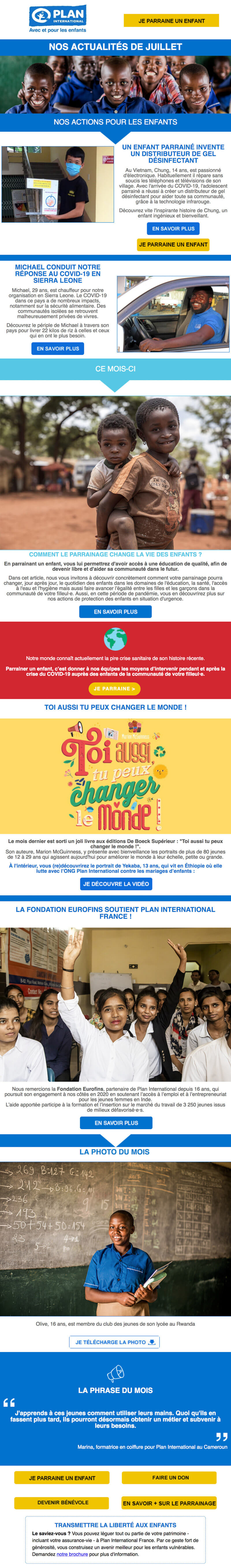 Newsletter Plan International France