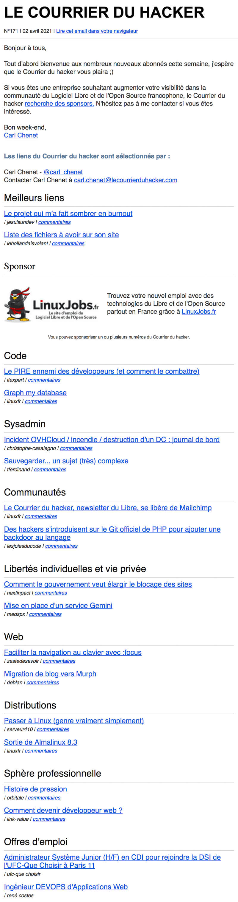 Newsletter Le Courrier du hacker