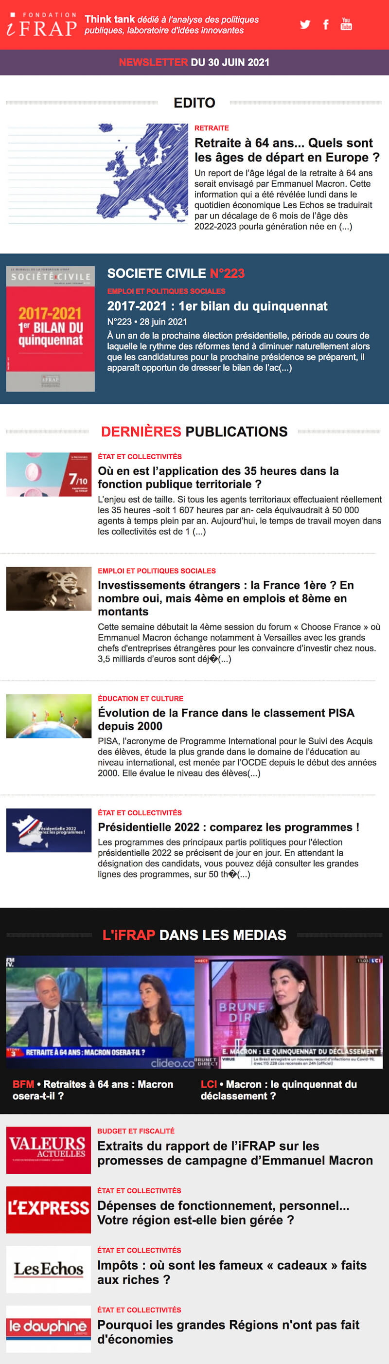 Newsletter Fondation iFRAP