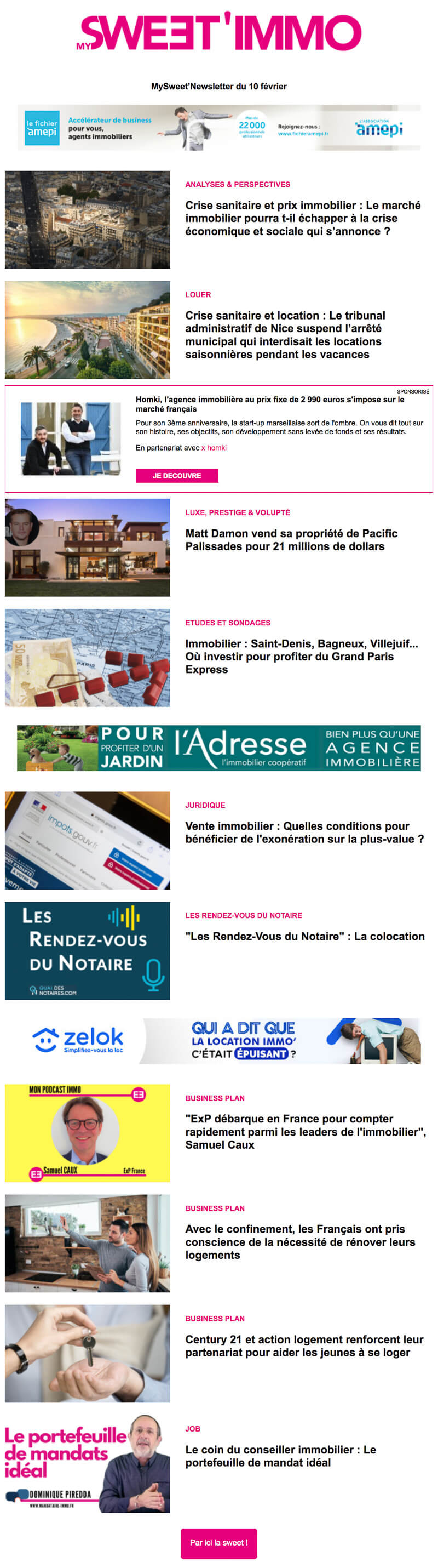 Newsletter MySweet'Immo