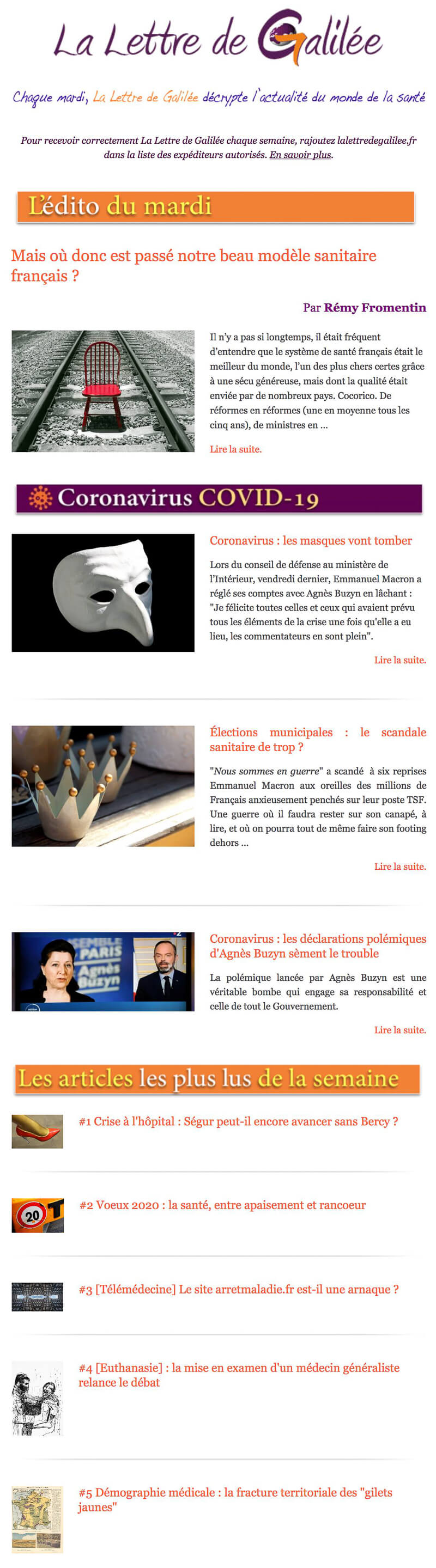 Newsletter La Lettre de Galilée