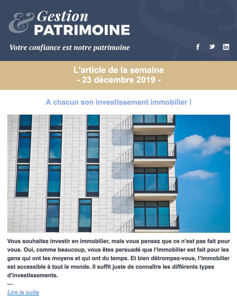 Newsletter Gestion & Patrimoine