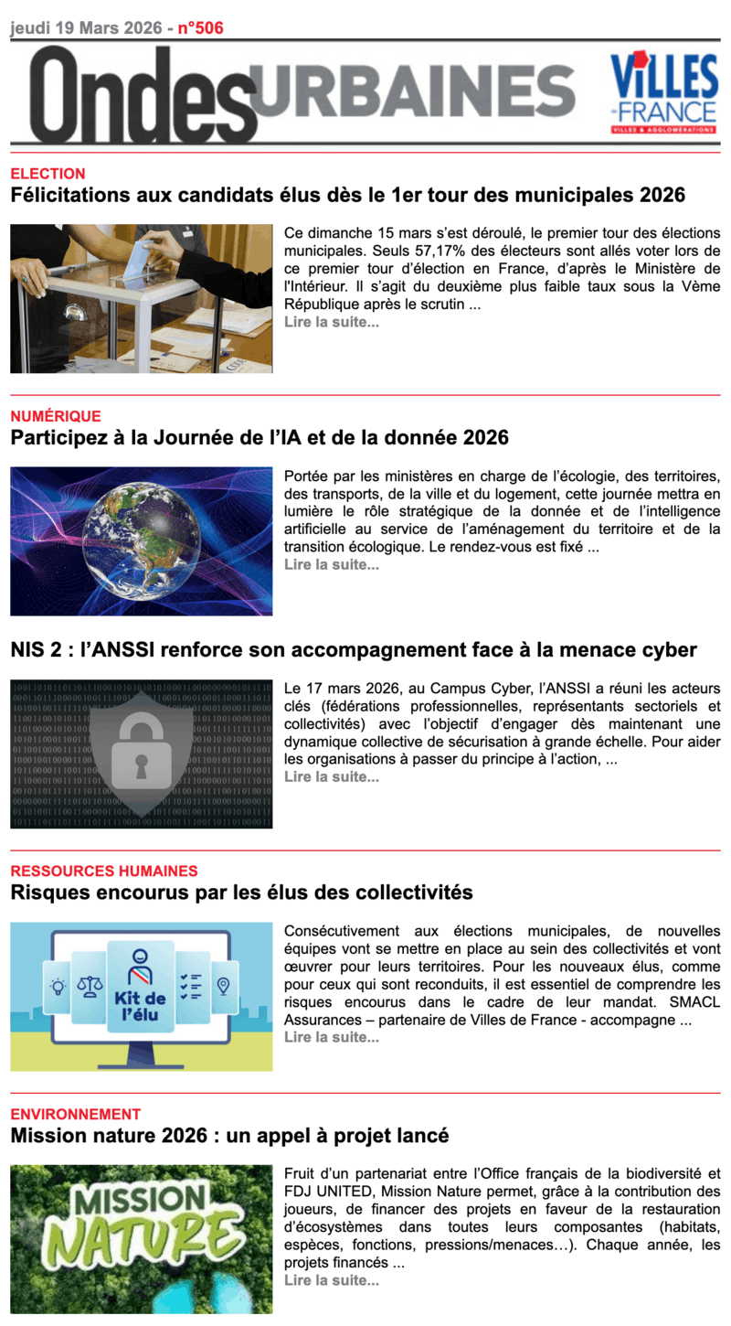 Newsletter Villes de France