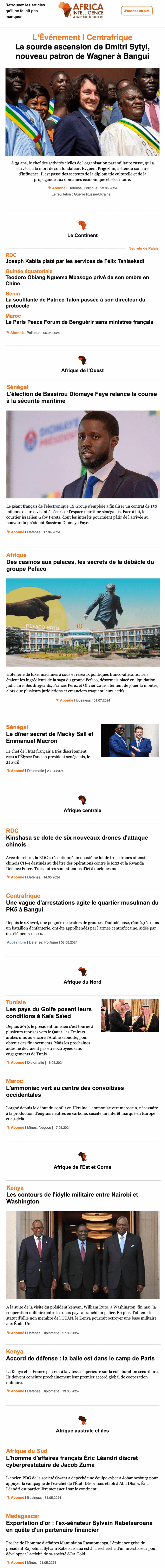 Newsletter Africa Intelligence