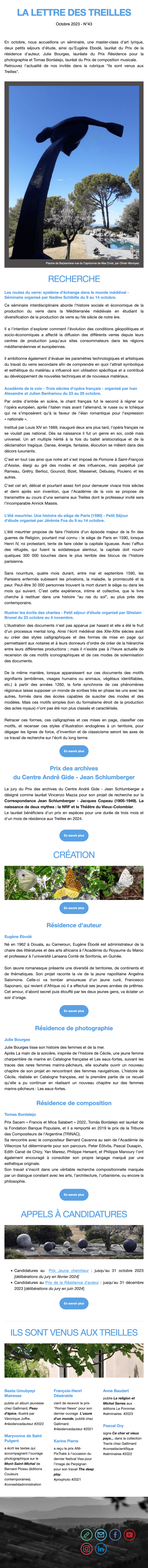Newsletter Fondation des Treilles