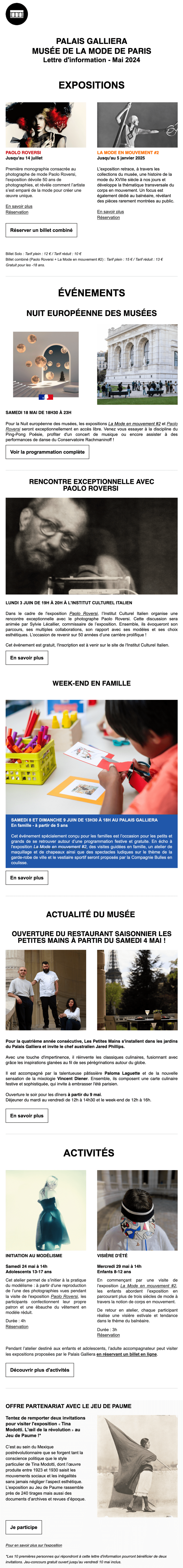 Newsletter Palais Galliera