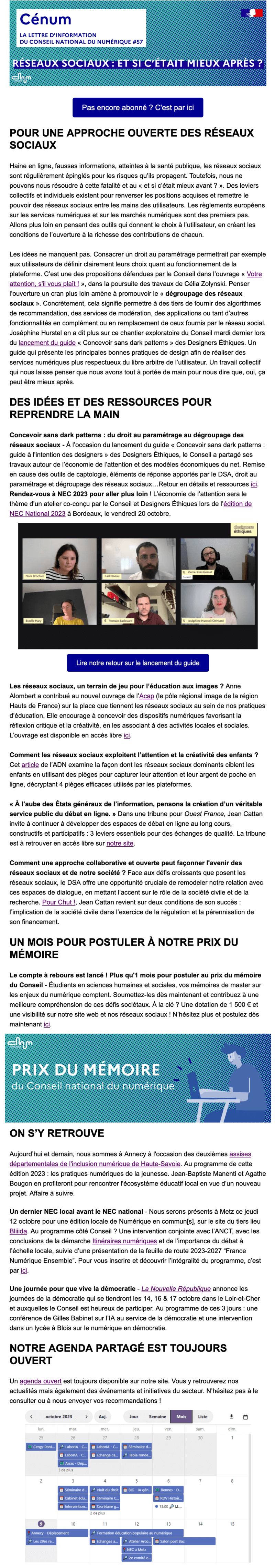 Newsletter Conseil national du numérique