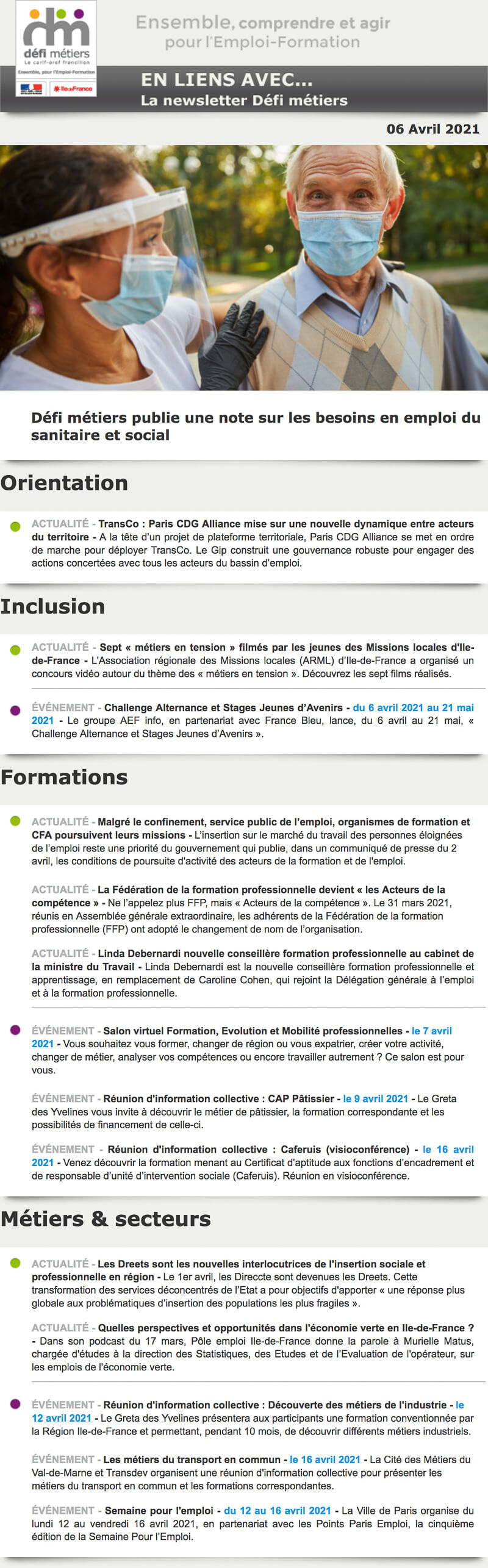 Newsletter Défi métiers