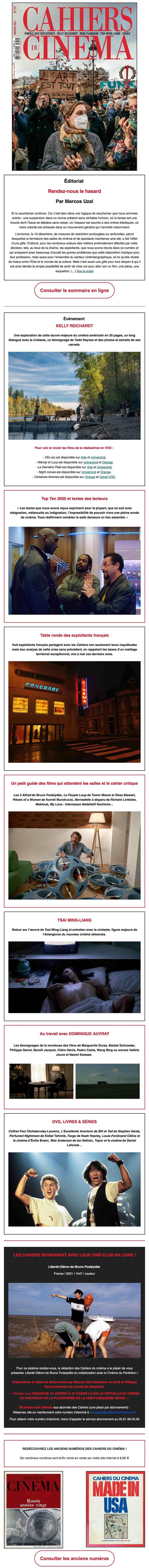 Newsletter Cahiers du cinéma
