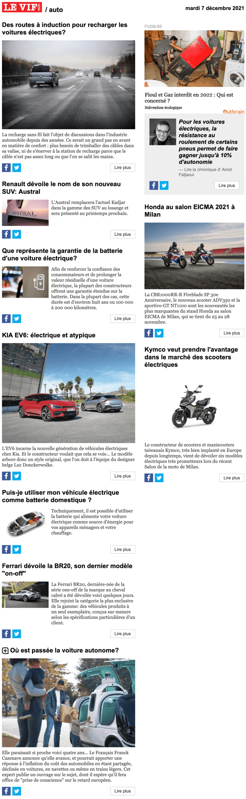 Newsletter Le Vif - Auto