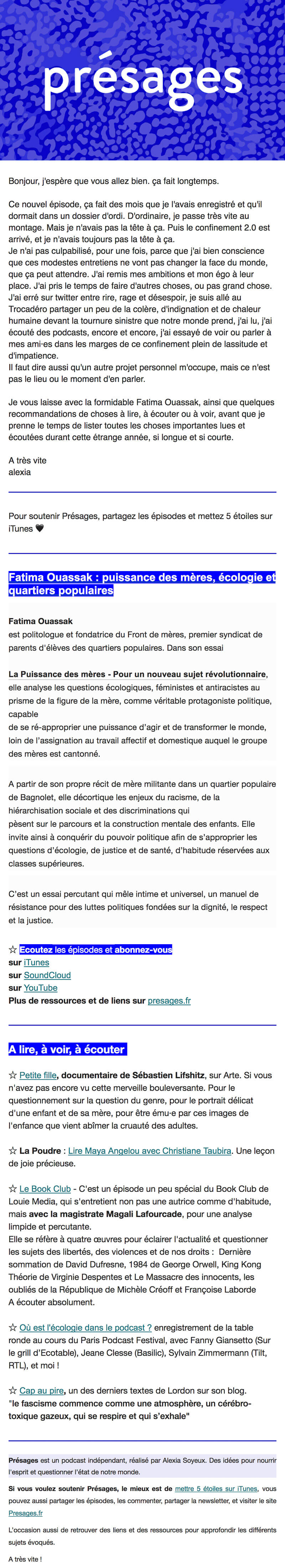 Newsletter Présages