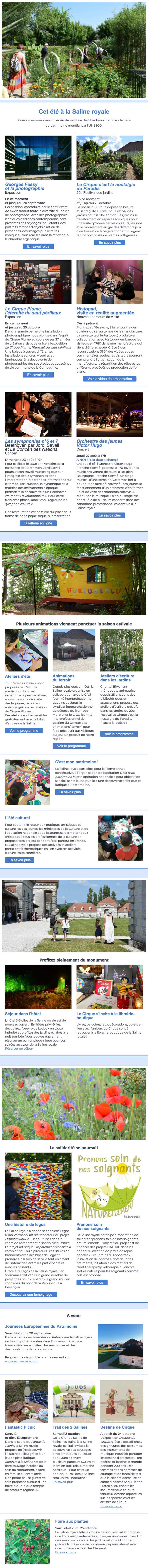 Newsletter Saline royale d'Arc-et-Senans