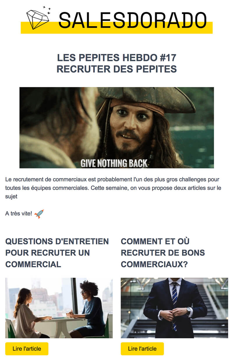 Newsletter Salesdorado - Les pépites hebdo