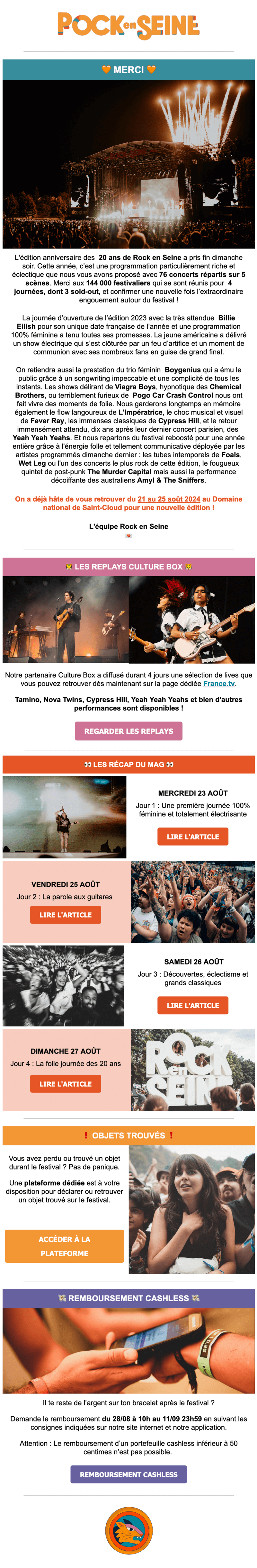 Newsletter Festival Rock en Seine