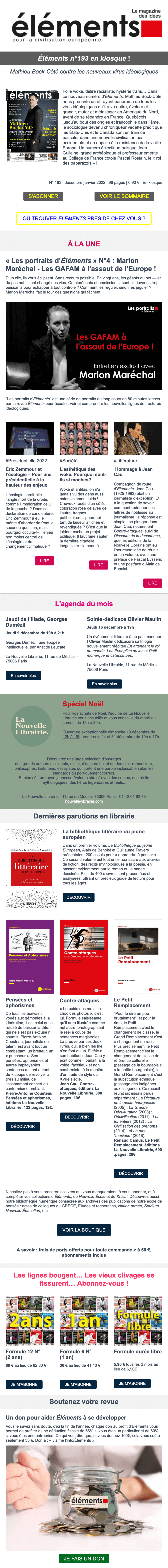Newsletter Revue Eléments
