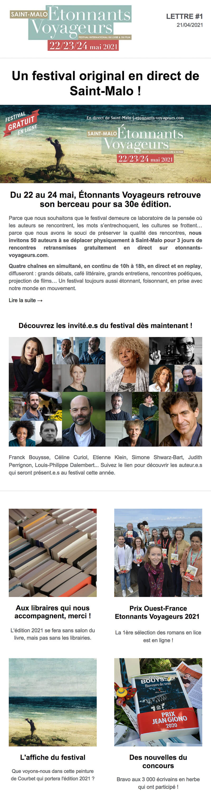 Newsletter Festival Étonnants Voyageurs
