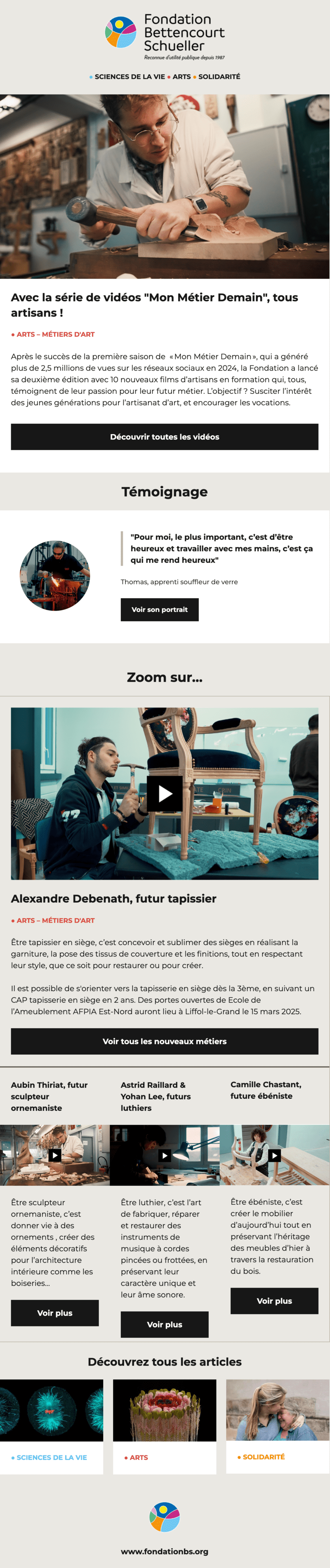 Newsletter Fondation Bettencourt Schueller