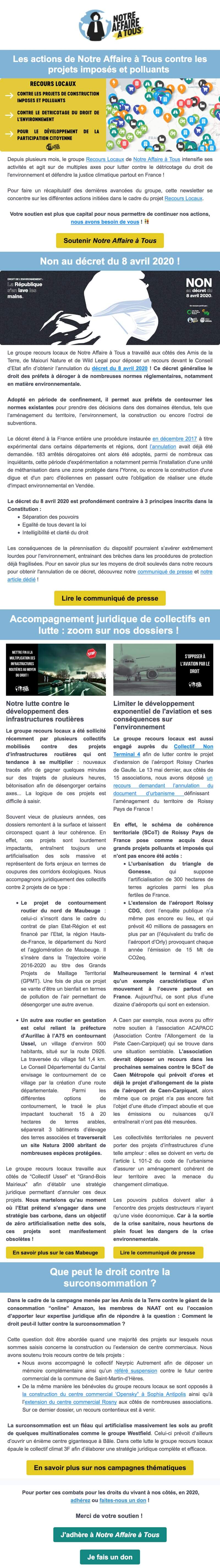 Newsletter Notre Affaire à Tous