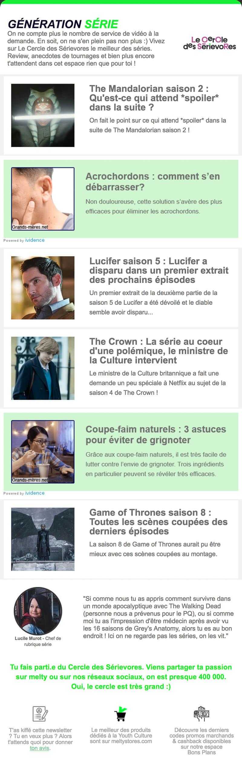 Newsletter Melty séries