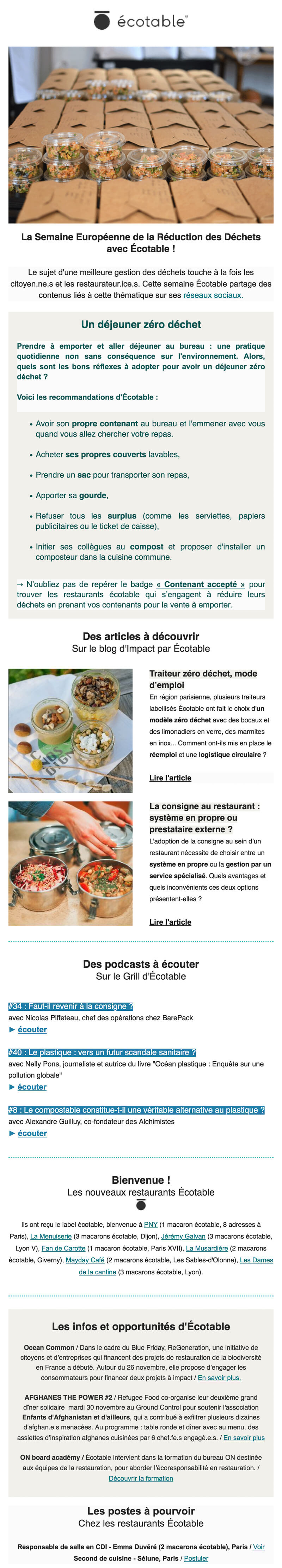 Newsletter Écotable