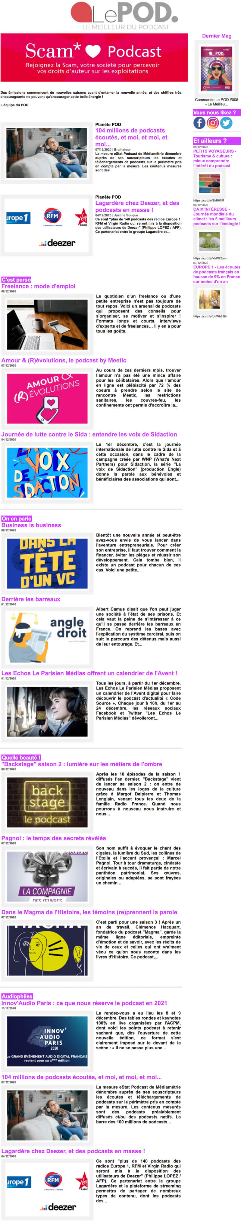 Newsletter Le POD