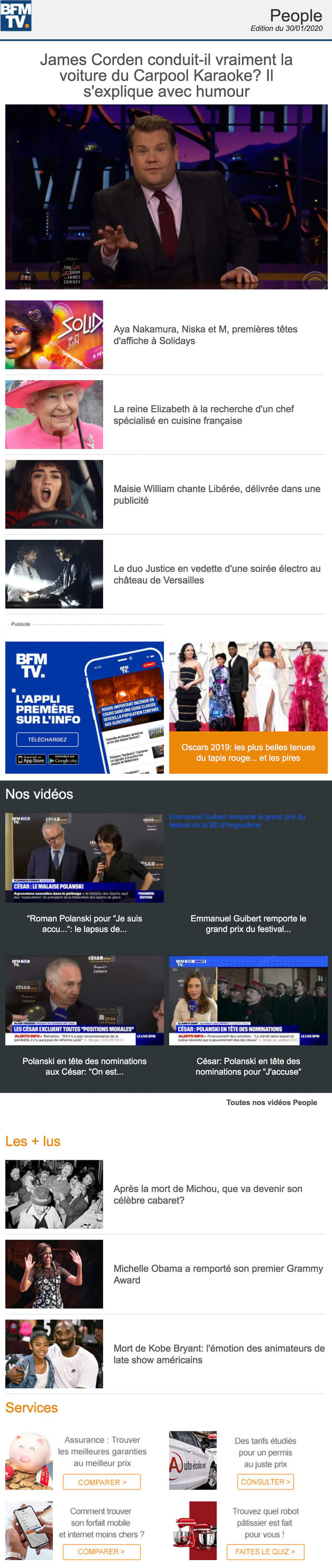 Newsletter BFMTV - People