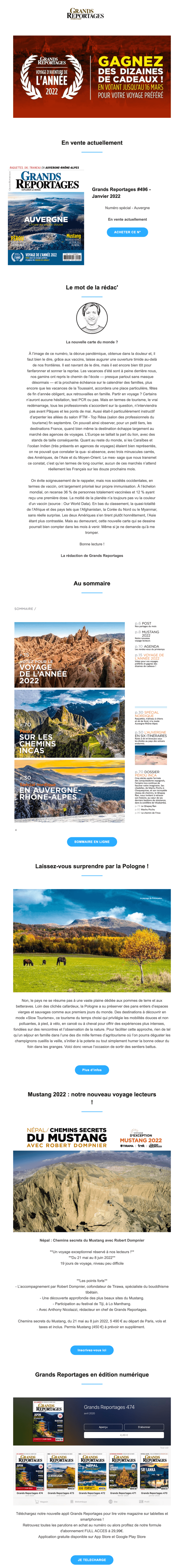 Newsletter Grands Reportages