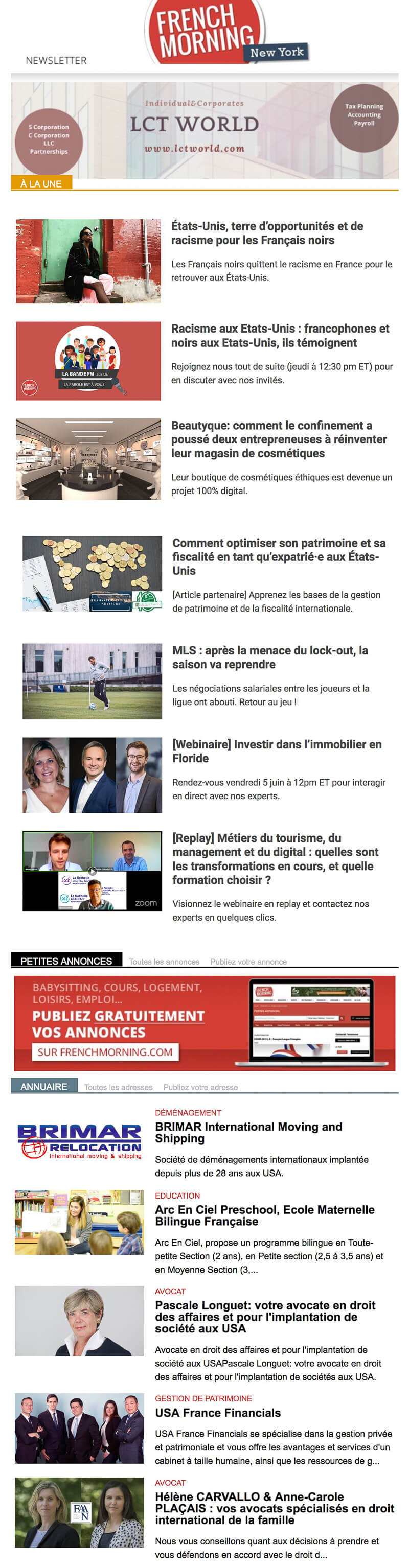 Newsletter French Morning