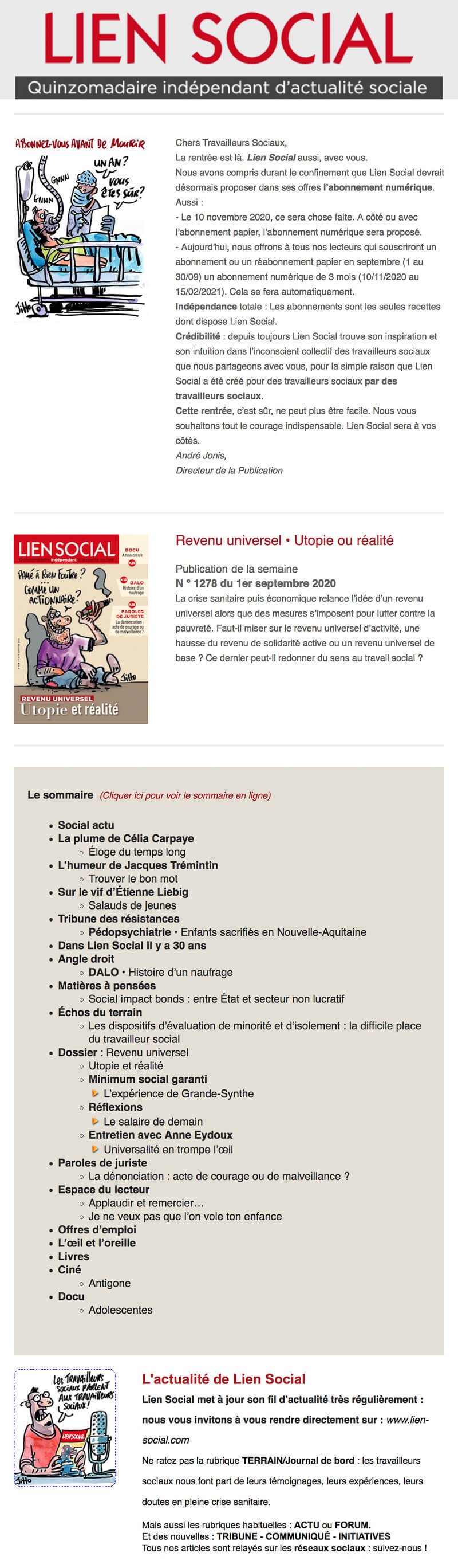 Newsletter Lien Social