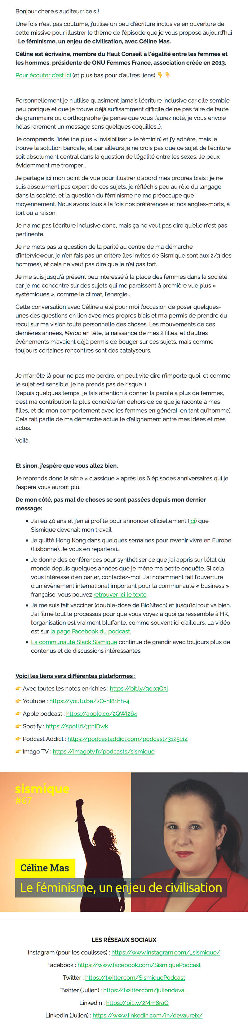 Newsletter Sismique